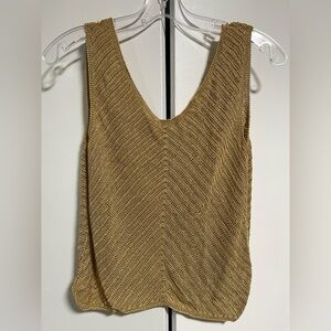 Vintage 80s Vera Cristina Gold Knit Sleeveless Top